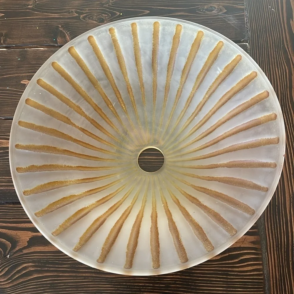 Vintage Frosted Glass Globe with Amber Stripes